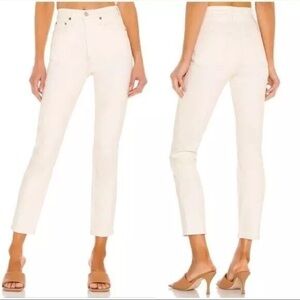 Re/Done 90's High Rise Ankle Crop Raw Hem in Vintage White Size 25